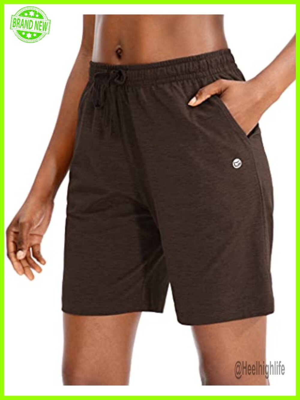 Women's Bermuda Shorts 7" Inseam Elastic Waist 3 Pockets Quick Dry Athletic